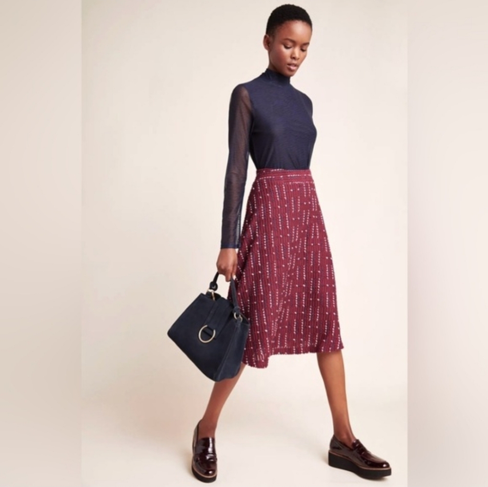 Anthropologie Maeve Anisa Textured Midi Skirt Size XS